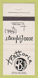 Matchbook Cover - Trattoria Cabotte Montreal QC 30 Strike