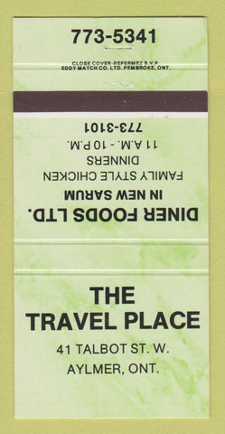 Matchbook Cover - Travel Place Diner Foods Aylmer ON 30 Strike