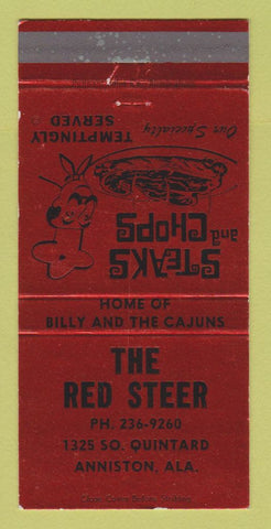 Matchbook Cover - The Red Steer Restaurant Anniston AL RED 30 Strike