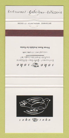 Matchbook Cover - Soho Soho Restaurant London UK England 30 Strike