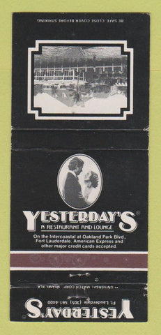 Matchbook Cover - Yesterday's Restaurant Fort Lauderdale FL WEAR 30 Strike