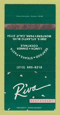 Matchbook Cover - Riva Restaurant Monterey Park CA SAMPLE WEAR 30 Strike