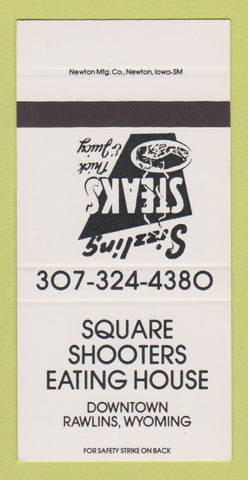 Matchbook Cover - Square Shooters Eating House Rawlins WY SAMPLE 30 Strike
