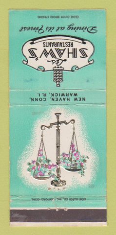 Matchbook Cover - Shaw's Restaurant Warwick RI WEAR 30 Strike