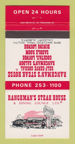 Matchbook Cover - Ranchman's Steak House Calgary AB 30 Strike