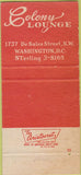 Matchbook Cover - Colony Lounge Washington DC 30 Strike