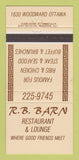 Matchbook Cover - RB Barn Restaurant Ottawa ON 30 Strike