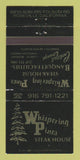 Matchbook Cover - Whispering Pines Steak House Roseville CA WEAR 30 Strike
