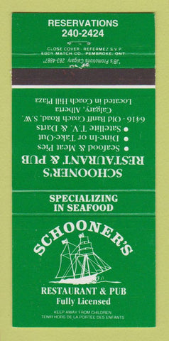 Matchbook Cover - Schooner's Restaurant Calgary AB 30 Strike