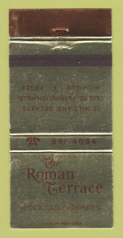 Matchbook Cover - Roman Terrace Restaurant Farmington Hills MI WEAR 30 Strike