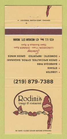 Matchbook Cover - Rodini's Restaurant Michigan City IN 30 Strike