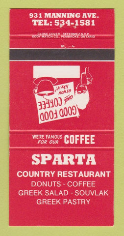 Matchbook Cover - Sparta Country Restaurant  30 Strike