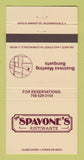 Matchbook Cover - Spavone's Ristorante Bloomingdale IL 30 Strike