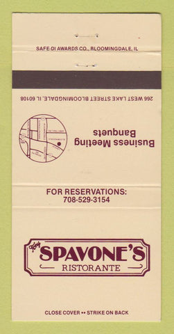 Matchbook Cover - Spavone's Ristorante Bloomingdale IL 30 Strike