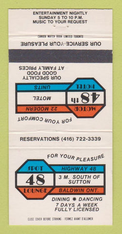 Matchbook Cover - Spot 48 Lounge Baldwin ON 30 Strike
