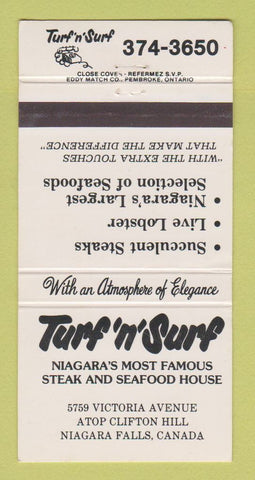 Matchbook Cover - Turf n Surf Restaurant Niagara Falls ON 30 Strike