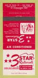 Matchbook Cover - 3 Star Restaurant St Catharines ON 30 Strike