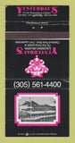 Matchbook Cover - Yesterday's Restaurant Fort Lauderdale FL 30 Strike