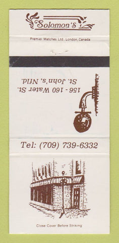 Matchbook Cover - Solomon's Restaurant St John's NF NL WEAR 30 Strike