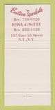 Matchbook Cover - Ristorante Romano New York City 30 Strike