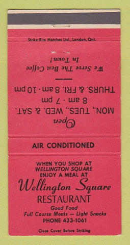 Matchbook Cover - Wellington Square Restaurant Burlington ON 30 Strike