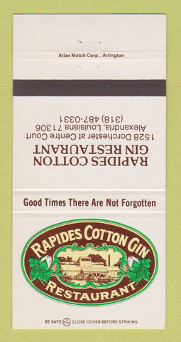 Matchbook Cover - Rapides Cotton Gin Restaurant Alexandria LA 30 Strike
