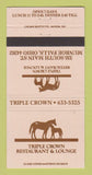 Matchbook Cover - Triple Crown Restaurant Munroe Falls OH 30 Strike