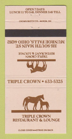 Matchbook Cover - Triple Crown Restaurant Munroe Falls OH 30 Strike