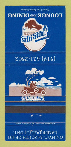 Matchbook Cover - Gamble's Tune Ups Restaurant Cambridge ON 30 Strike