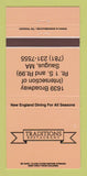 Matchbook Cover - Traditions Restaurant Saugus MA 30 Strike
