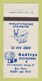 Matchbook Cover - Roditys Restaurant Chicago IL 30 Strike