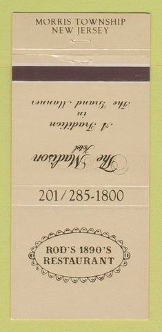 Matchbook Cover - Rod's 1890's Restaurant Morris Township NJ 30 Strike