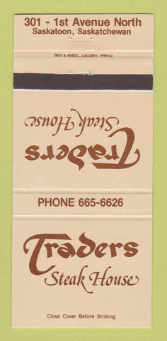 Matchbook Cover - Traders Steak House Saskatoon SK 30 Strike