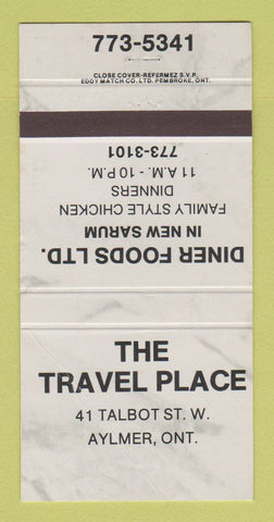 Matchbook Cover - The Travel Place Aylmer ON CREASED 30 Strike