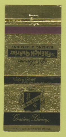 Matchbook Cover - Paul Shank Restaurant Scottsdale AZ Safari Hotel 30 Strike