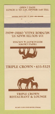 Matchbook Cover - Triple Crown Restaurant Munroe Falls OH 30 Strike