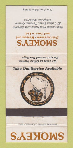 Matchbook Cover - Smokey's Restaurant Deli Toronto ON WEAR 30 Strike