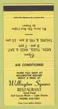 Matchbook Cover - Wellington Square Restaurant Burlington ON YELLOW 30 Strike