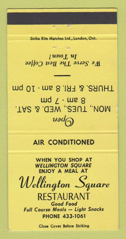 Matchbook Cover - Wellington Square Restaurant Burlington ON YELLOW 30 Strike