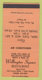 Matchbook Cover - Wellington Square Restaurant Burlington ON ORANGE 30 Strike