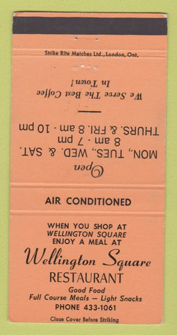 Matchbook Cover - Wellington Square Restaurant Burlington ON ORANGE 30 Strike