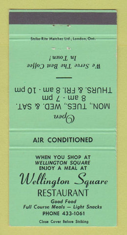 Matchbook Cover - Wellington Square Restaurant Burlington ON GREEN 30 Strike