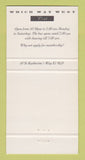 Matchbook Cover - Cafe Club Which Way East London UK England 30 Strike