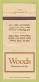 Matchbook Cover - Woods Restaurant Bar New York City WEAR 30 Strike