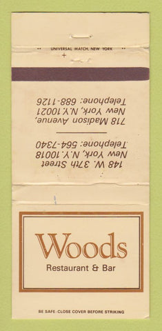 Matchbook Cover - Woods Restaurant Bar New York City WEAR 30 Strike