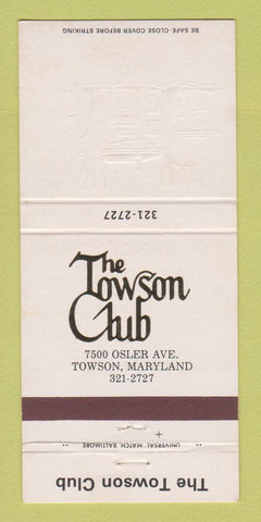 Matchbook Cover - Towson Club MD 30 Strike