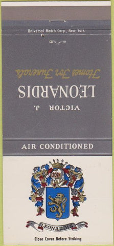 Matchbook Cover - Leonardis Funeral HomeNewark NJ 30 Strike