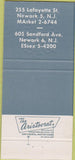 Matchbook Cover - Leonardis Funeral HomeNewark NJ 30 Strike