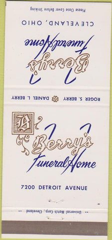 Matchbook Cover - Berry's Funeral Home Cleveland OH 30 Strike