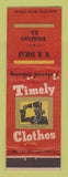 Matchbook Cover - Timely Men's Clothes WB Doran Rockford IL
